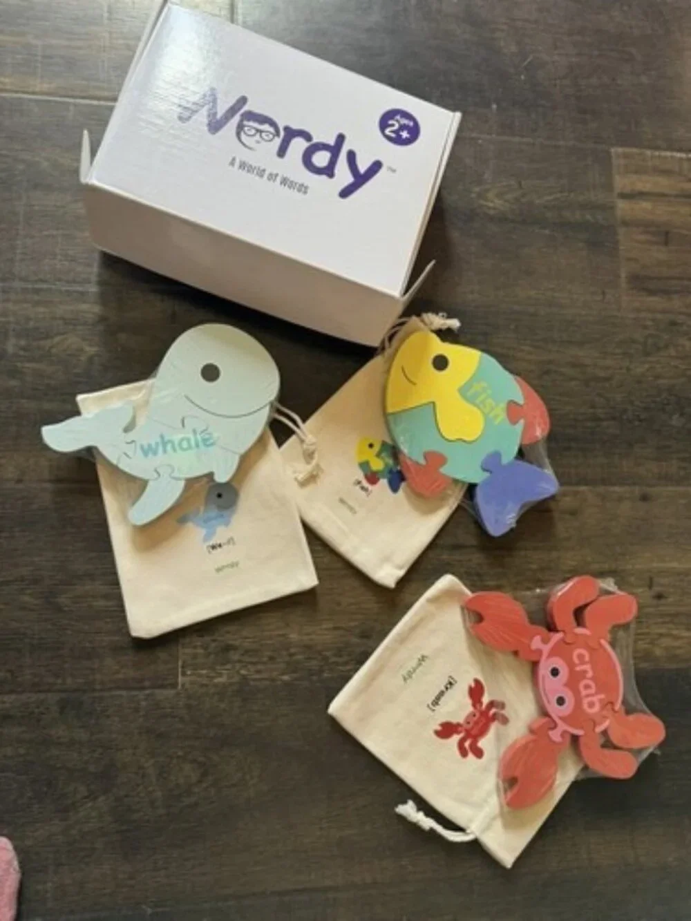 Wordy Bilingual Puzzle Set Toddlers 3 Sea Creatures Toy 2-Sided